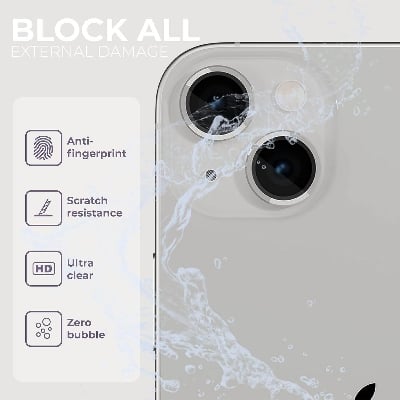 Picture of Camera Lens Protector for iPhone 13 and iPhone 13 Mini,Ultra Clear HD Tempered Glass,Aluminum Alloy Lens Screen Ring Cover Film [Anti Scratch][Night Circle] - Black