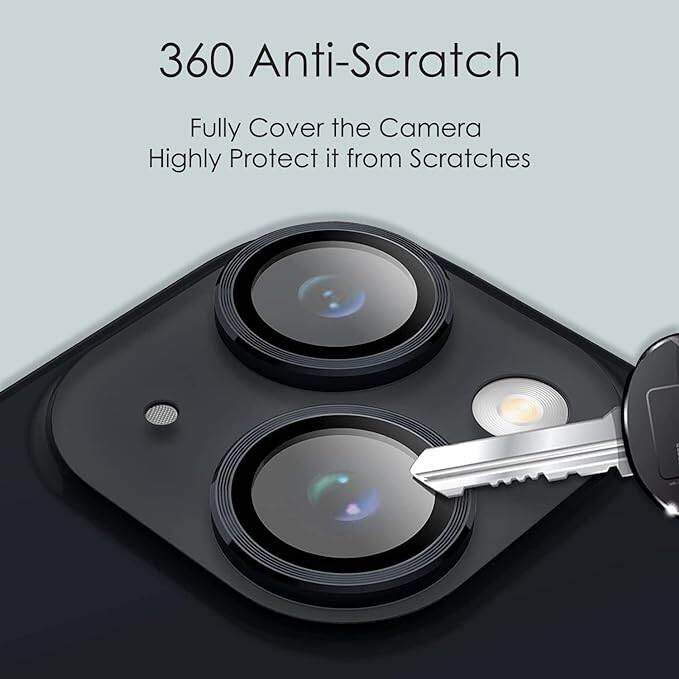 Picture of Camera Lens Protector for iPhone 13 and iPhone 13 Mini,Ultra Clear HD Tempered Glass,Aluminum Alloy Lens Screen Ring Cover Film [Anti Scratch][Night Circle] - Black
