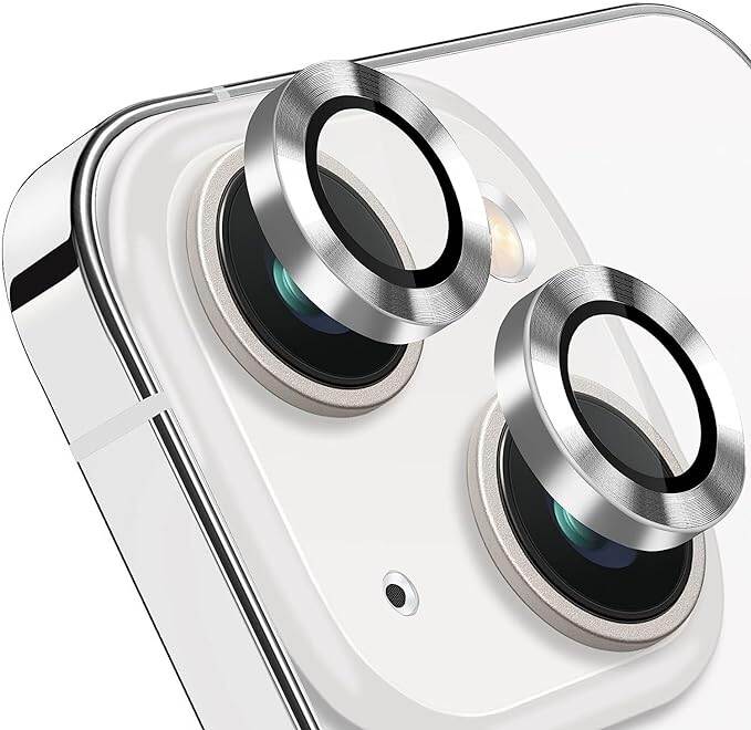 Picture of Blyton Metal Anti-Scratch Camera Rings for Iphone 13 & Iphone 13 Mini Rear Camera Lens Protector Guard (Iphone 13 /Iphone 13 Mini, Silver)