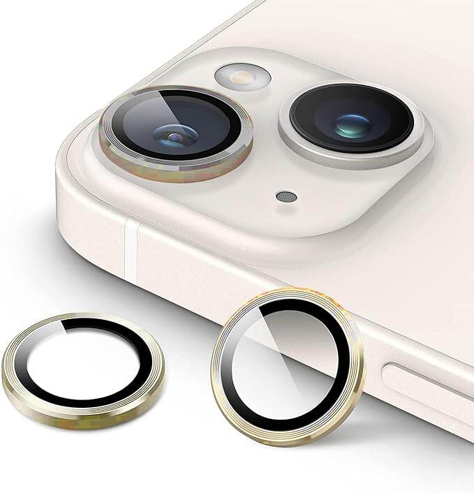Picture of Blyton Metal Anti-Scratch Camera Rings for Iphone 13 & Iphone 13 Mini Rear Camera Lens Protector Guard (Iphone 13/Iphone 13 Mini, Gold)