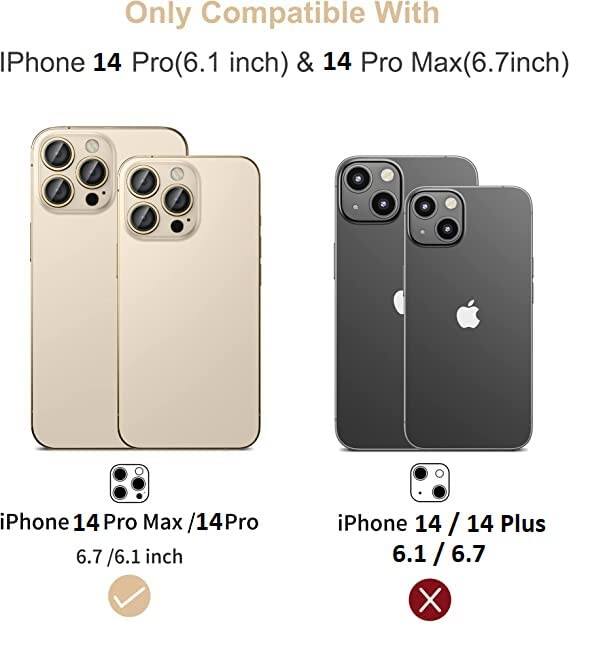 Picture of Camera Lens Protector Compatible for iPhone 14 Pro/iPhone 14 Pro Max, [Anti-Scratch] Premium Tempered Glass Film Aluminum Alloy Lens Ring Cover (SILVER)