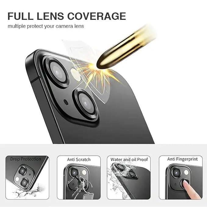 Picture of Titanium Camera Lens Protector for iPhone 15 Pro & iPhone 15 Pro Max | Crystal Clear All Surface Protection for Precious Lens, Back Cases Friendly (iPhone 15 Pro, Black)