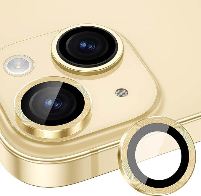 Picture of Camera Lens Protector Compatible for iPhone 15 6.1'' /iPhone 15 Plus 6.7'', [Anti-Scratch] Premium Tempered Glass Film Aluminum Alloy Lens Ring Cover