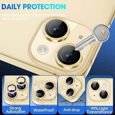 Picture of Camera Lens Protector Compatible for iPhone 15 6.1'' /iPhone 15 Plus 6.7'', [Anti-Scratch] Premium Tempered Glass Film Aluminum Alloy Lens Ring Cover