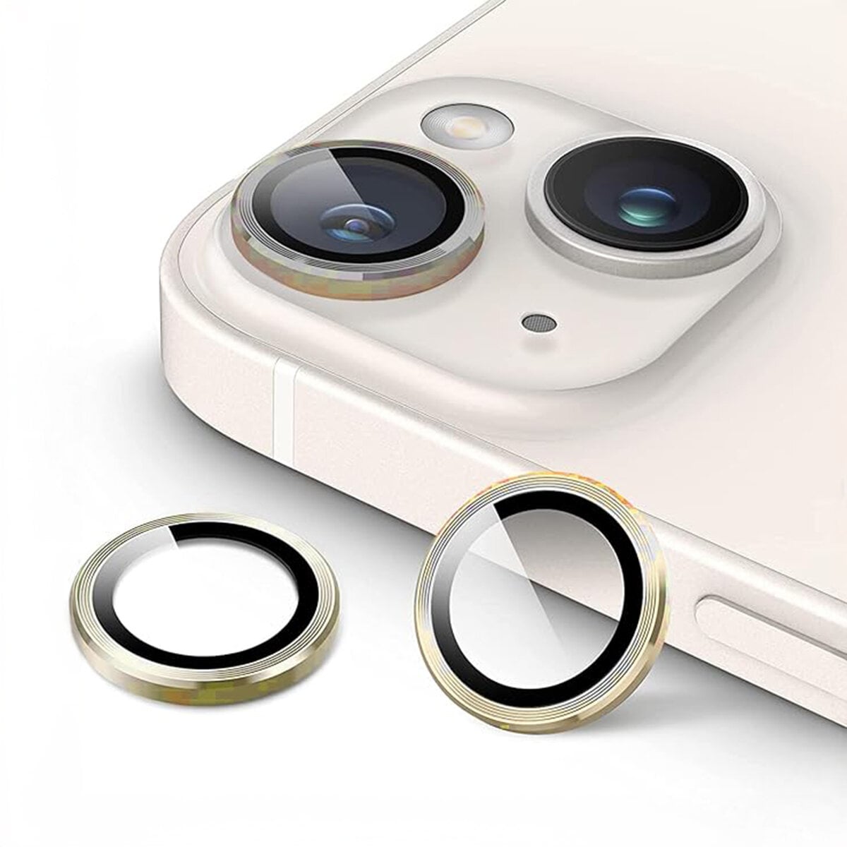 Picture of Metal Anti-Scratch Camera Rings for Iphone 13 & Iphone 13 Mini Rear Camera Lens Protector Guard (Iphone 13/Iphone 13 Mini, Gold)
