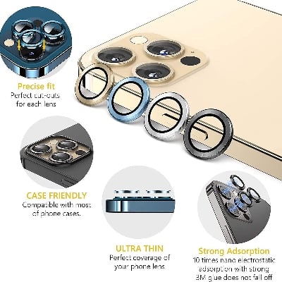 Picture of Metal Anti-Scratch Camera Rings for Iphone 13 & Iphone 13 Mini Rear Camera Lens Protector Guard (Iphone 13/Iphone 13 Mini, Gold)