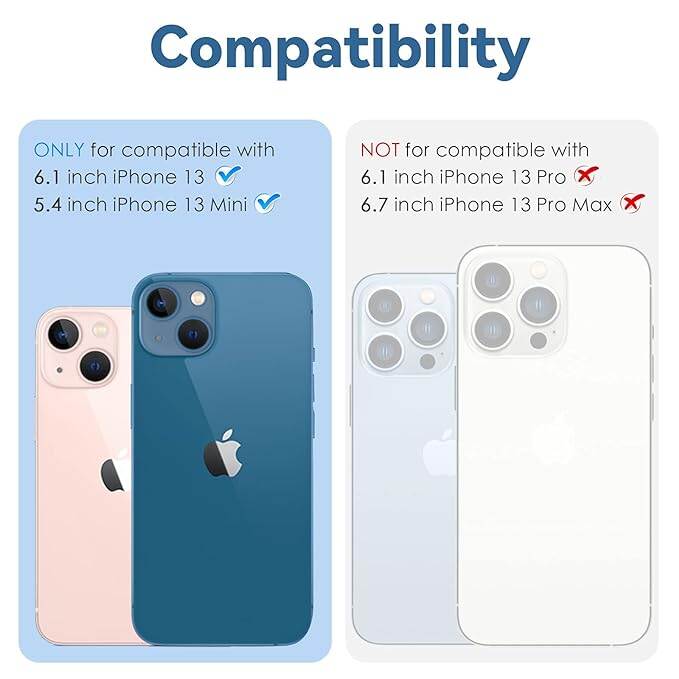 Picture of Tempered Glass Camera Lens Protector Compatible With Iphone 13/13Mini, Premium Tempered Glass Circle Film, Aluminum Alloy Full Fit Lens Ring Cover, Blue [Anti-Scratch] (2 Pack)