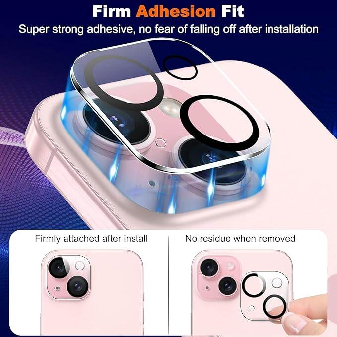 Picture of Transparent Camera Lens Protector Compatible for iPhone 15 /iPhone 15 Plus Transparent Cover with Tempered Glass Screen Protector - Scratch Resistant, Easy Installation - Transparent Pack of 2