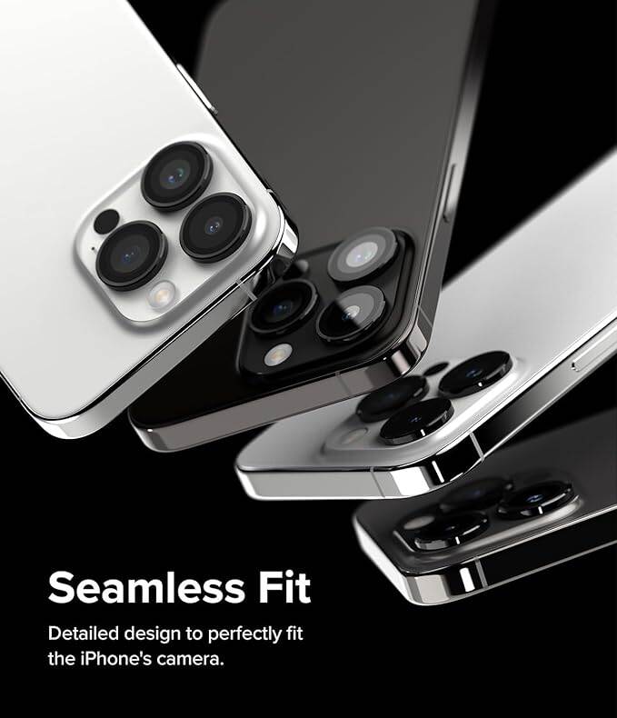 Picture of Titanium Camera Lens Protector for iPhone 15 Pro & iPhone 15 Pro Max | Crystal Clear All Surface Protection for Precious Lens, Back Cases Friendly (iPhone 15 Pro, Black)
