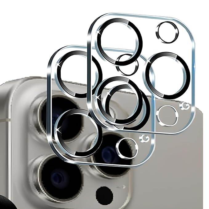 Picture of Camera Lens Protector for iPhone 15 Pro and iPhone 15 Pro Max, 9H Tempered Glass, Anti-Scratch, Case Friendly, Does Not Affect Night Shots, HD Clear – Transparent, Pack of 2