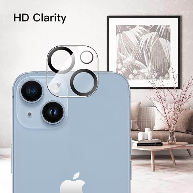 Picture of Camera Lens Protector Compatible for iPhone 14 / iPhone 14 Plus, [ Anti-Scratch ] Premium 9H Tempered Glass Film Lens Ring Cover- Transparent