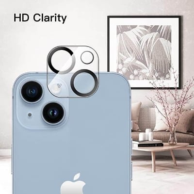 Picture of Camera Lens Protector Compatible for iPhone 14 / iPhone 14 Plus, [ Anti-Scratch ] Premium 9H Tempered Glass Film Lens Ring Cover- Transparent