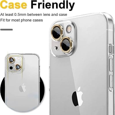 Picture of HQ+ Pack of 2 Camera Lens Protector Compatible for iPhone 14/iPhone 14 Plus, [Anti-Scratch] Premium Tempered Glass Film Aluminum Alloy Lens Ring Cover -Official