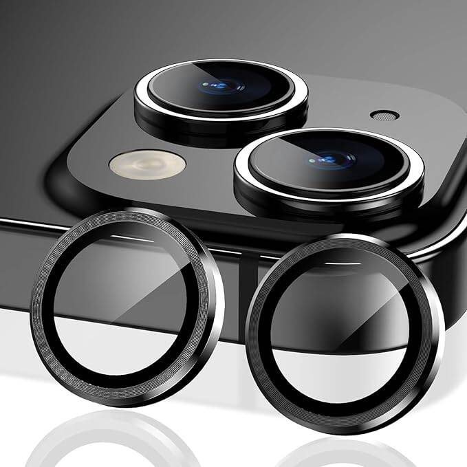Picture of iPhone 15 Camera Lens Protector Compatible for 15/15 Plus iPhone Accessories Black