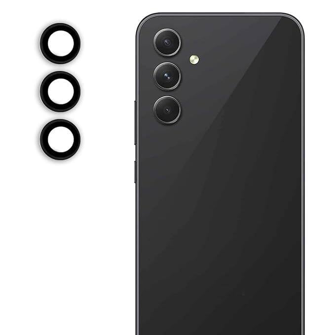 Picture of Oncraves Camera Ring Lens Protector for Samsung Galaxy A34 5G | 9H Hardness, Full Coverage Camera Metal Ring Ultra-Thin/Clear - Black