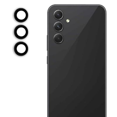 Picture of Oncraves Camera Ring Lens Protector for Samsung Galaxy A34 5G | 9H Hardness, Full Coverage Camera Metal Ring Ultra-Thin/Clear - Black