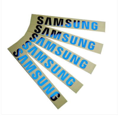 Picture of Electroform super thin metal nickel sticker with thickness of 0.04-0.1mm bright silver gold black white color and strong adhesive make luxury metal logo.