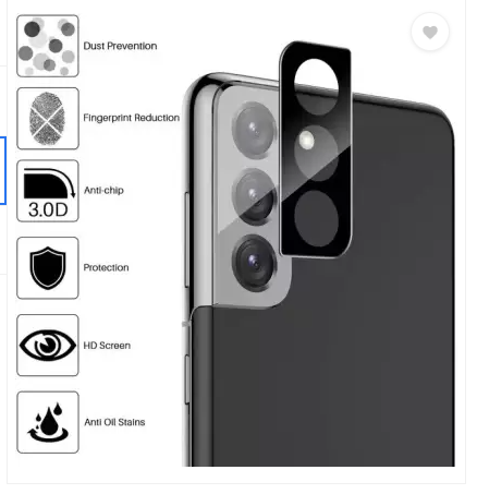 Picture of r Samsung Galaxy S21 & S21 Plus Back Rear, Camera Glass Lens 9H Tempered, Protector Anti-Scracth Proof (Transparent, Pack of: 1)