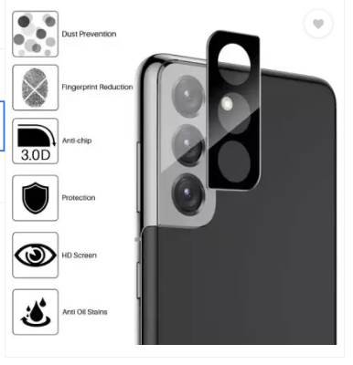 Picture of r Samsung Galaxy S21 & S21 Plus Back Rear, Camera Glass Lens 9H Tempered, Protector Anti-Scracth Proof (Transparent, Pack of: 1)