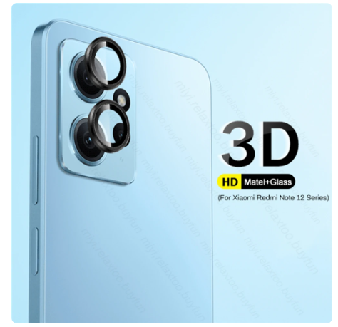 Picture of Redmy Note12 4G Case 9D Curved Tempered Camera Protector Cover For Xiaomi Redmi Note 12 Pro Plus Pro+ 5G Matel Ring Lens Cap