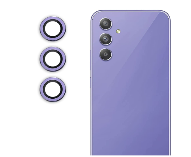 Picture of Oncraves Glass Camera Ring Lens Protector For Samsung Galaxy A34 5G | 9H Hardness, Full Coverage Camera Metal Ring Ultra-Thin/Clear - Purple