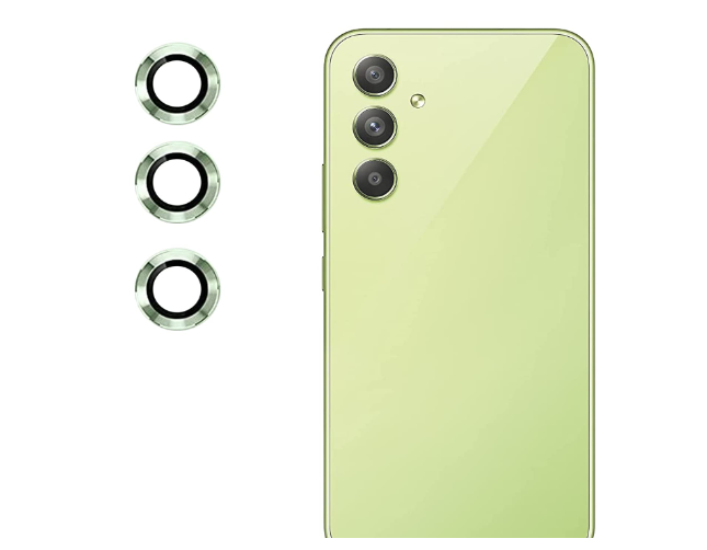 Picture of Oncraves Glass Camera Ring Lens Protector For Samsung Galaxy A34 5G | 9H Hardness, Full Coverage Camera Metal Ring Ultra-Thin/Clear - Green