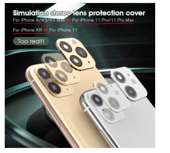Picture of iPhone XR/X/Xs/Xs Max Convert to iPhone 11/11 Pro/11 Pro Max Lens Sticker,Camera Lens Cover for iPhone XR/X/XS/XS Max,Upgraded Camera Protection Anti-Scratch Tempered Glass Film,Change to New iPhone