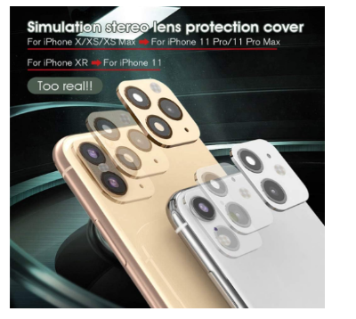 Picture of iPhone XR/X/Xs/Xs Max Convert to iPhone 11/11 Pro/11 Pro Max Lens Sticker,Camera Lens Cover for iPhone XR/X/XS/XS Max,Upgraded Camera Protection Anti-Scratch Tempered Glass Film,Change to New iPhone