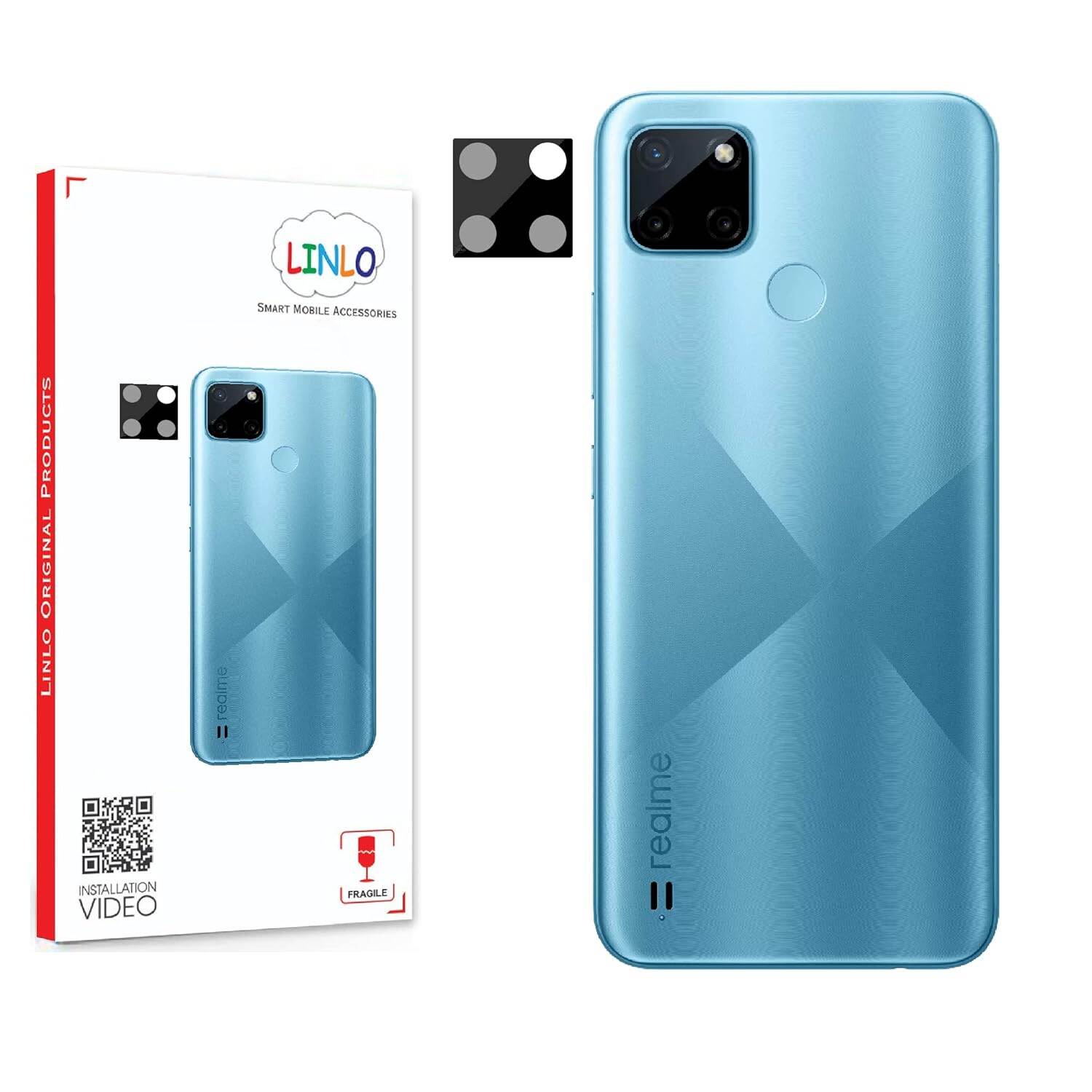 Picture of Back Camera Tempered Glass Lens Protector Compatible for Realme C21Y/C25Y with Edge to Edge Coverage and Easy Installation Kit, Pack of 1
