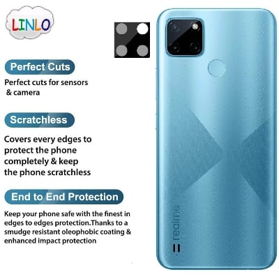 Picture of Back Camera Tempered Glass Lens Protector Compatible for Realme C21Y/C25Y with Edge to Edge Coverage and Easy Installation Kit, Pack of 1