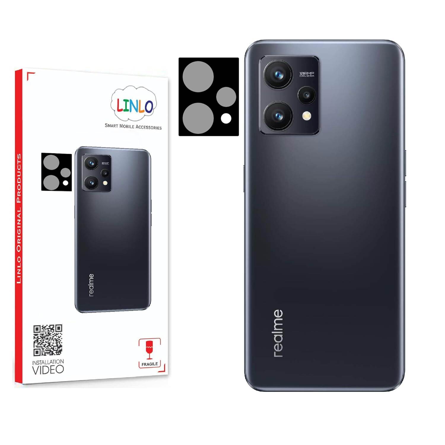 Picture of LINLO Back Camera Tempered Glass Lens Protector Compatible for Realme 9 4G/Realme 9 Pro Plus 5G with Edge to Edge Coverage and Easy Installation Kit, Pack of 1