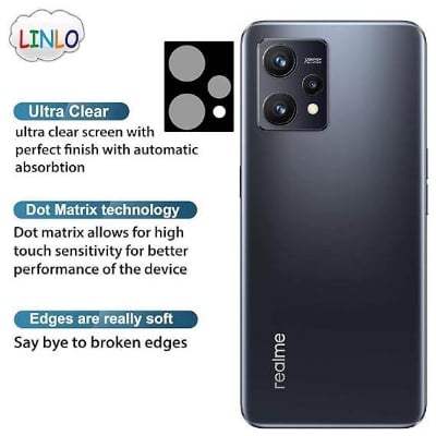 Picture of LINLO Back Camera Tempered Glass Lens Protector Compatible for Realme 9 4G/Realme 9 Pro Plus 5G with Edge to Edge Coverage and Easy Installation Kit, Pack of 1