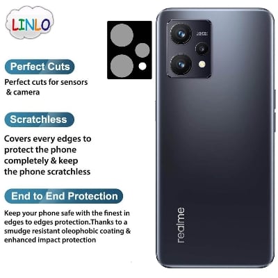 Picture of Back Camera Tempered Glass Lens Protector Compatible for Realme 9 4G/Realme 9 Pro Plus 5G with Edge to Edge Coverage and Easy Installation Kit, Pack of 1