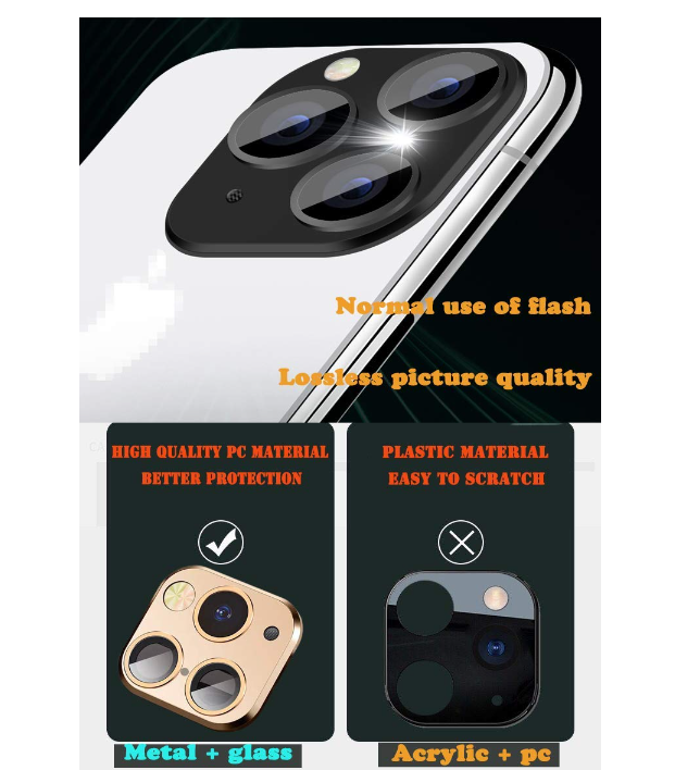 Picture of Modified Camera Lens Seconds Change Cover for iPhone X/XS/XS/MAX Sticker Fake Camera for iPhone 11 Pro Max Metal Protector Change to iPhone pro/Max (Silver Metal)