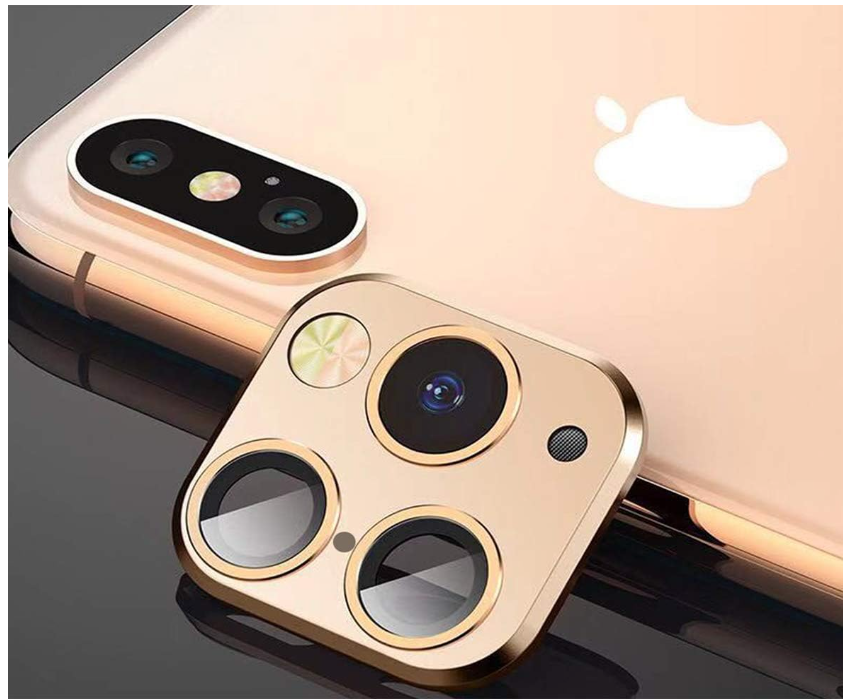 Picture of Modified Camera Lens Seconds Change Cover for iPhone X/XS/XS MAX Sticker Fake Camera for iPhone 11 Pro Max Metal Protector Change to iPhone pro/Max (Champagne Gold)
