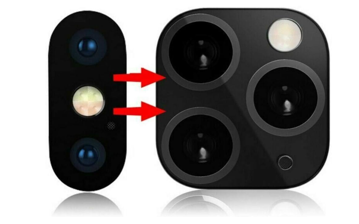 Picture of Applicable for iPhone X XS MAX Seconds Change to 11 Pro MAX Fake Camera Lens Cover Sticker,Upgrade Metal Rear Camera Lens Tempered Glass Screen Protector (Black)