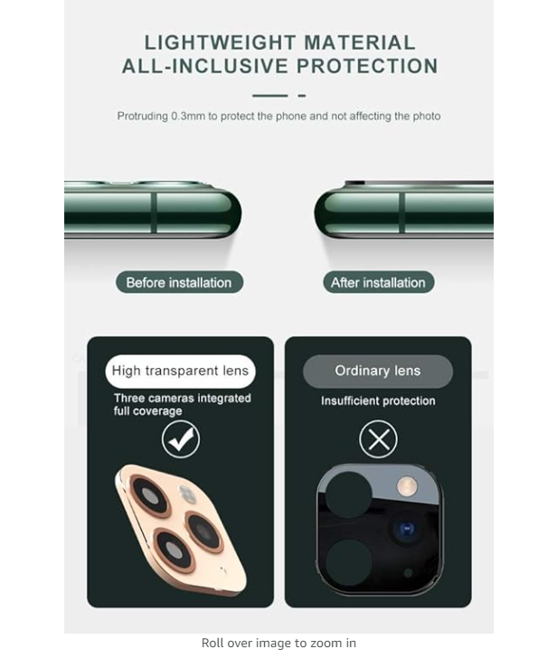 Picture of SeaNaDo Fake Camera Lens High Definition Screen Protector Sticker Cover Applicable for iPhone 11 XR XS Pro Max X Second Change (Black iPhone XR)