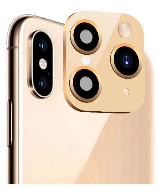 Picture of Apple iPhone XS / X / XS Max Back Rear Camera Lens Protector Modified Camera Lens, Seconds Change Cover Sticker Fake Camera Protector Change The Lens to iPhone 11 Pro Max / 11 Pro Model [GOLD]