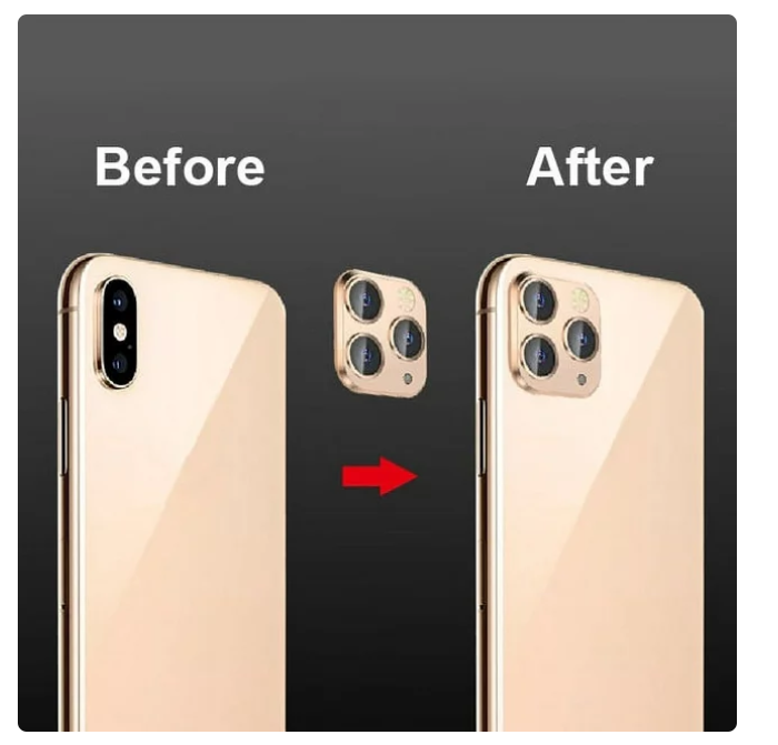 Picture of Apple iPhone XS / X / XS Max Back Rear Camera Lens Protector Modified Camera Lens, Seconds Change Cover Sticker Fake Camera Protector Change The Lens to iPhone 11 Pro Max / 11 Pro Model [GOLD]