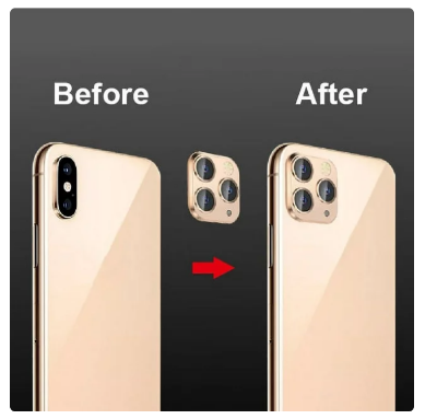 Picture of Apple iPhone XS / X / XS Max Back Rear Camera Lens Protector Modified Camera Lens, Seconds Change Cover Sticker Fake Camera Protector Change The Lens to iPhone 11 Pro Max / 11 Pro Model [GOLD]