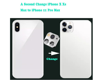 Picture of Modified Camera Lens Seconds Change Cover for iPhone X XS XS/MAX Sticker Fake Camera for iPhone 11 Pro Max Metal Protector Change to iPhone pro/Max (silver)