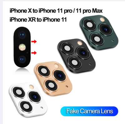 Picture of QMKI Fake Sticker Change to iPhone 11 For iPhone XR For iPhone X/XS Max Camera Lens Sticker Full Cover Camera Lens Cover Protective Film Cover Protector Case Back Camera Protector