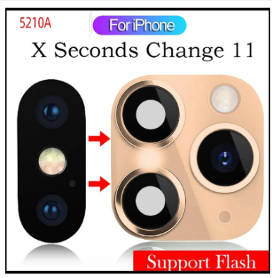 Picture of 5210A Phone Upgrade Support flash Screen Protector Mobile Fake Camera Lens Sticker Cover Case for iPhone XR X to iPhone 11 Pro Max Seconds Change
