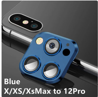 Picture of Tempered Glass Camera Lens Film For iPhone X XS Max to 12 Pro 12Pro Max Fake Modified Sticker Metal Lens Back Cover Protector