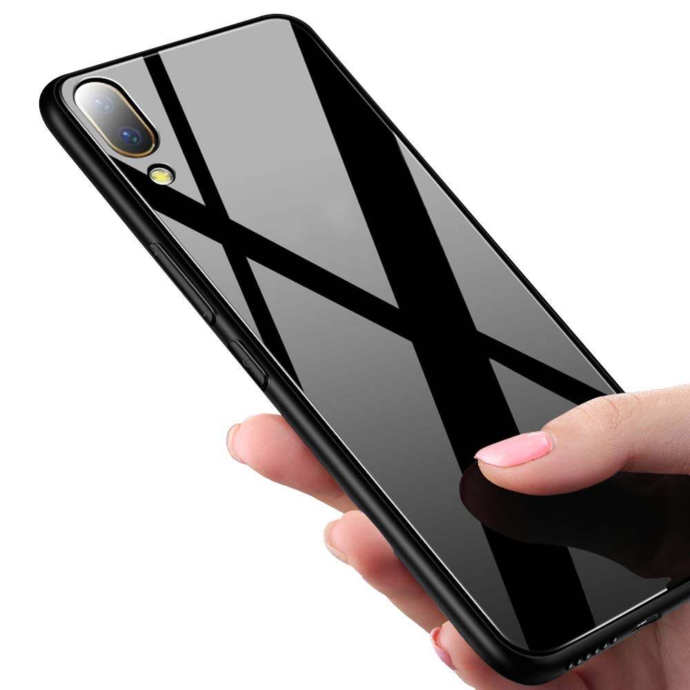 Picture of Glass Back Case for Samsung Galaxy a02 Designed Glass with Shockproof Back Cover (Black