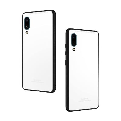 Picture of Tempered Glass Back Cover with Soft Edge TPU Full Protective Case Cover for Samsung Galaxy M02- (white Glass)