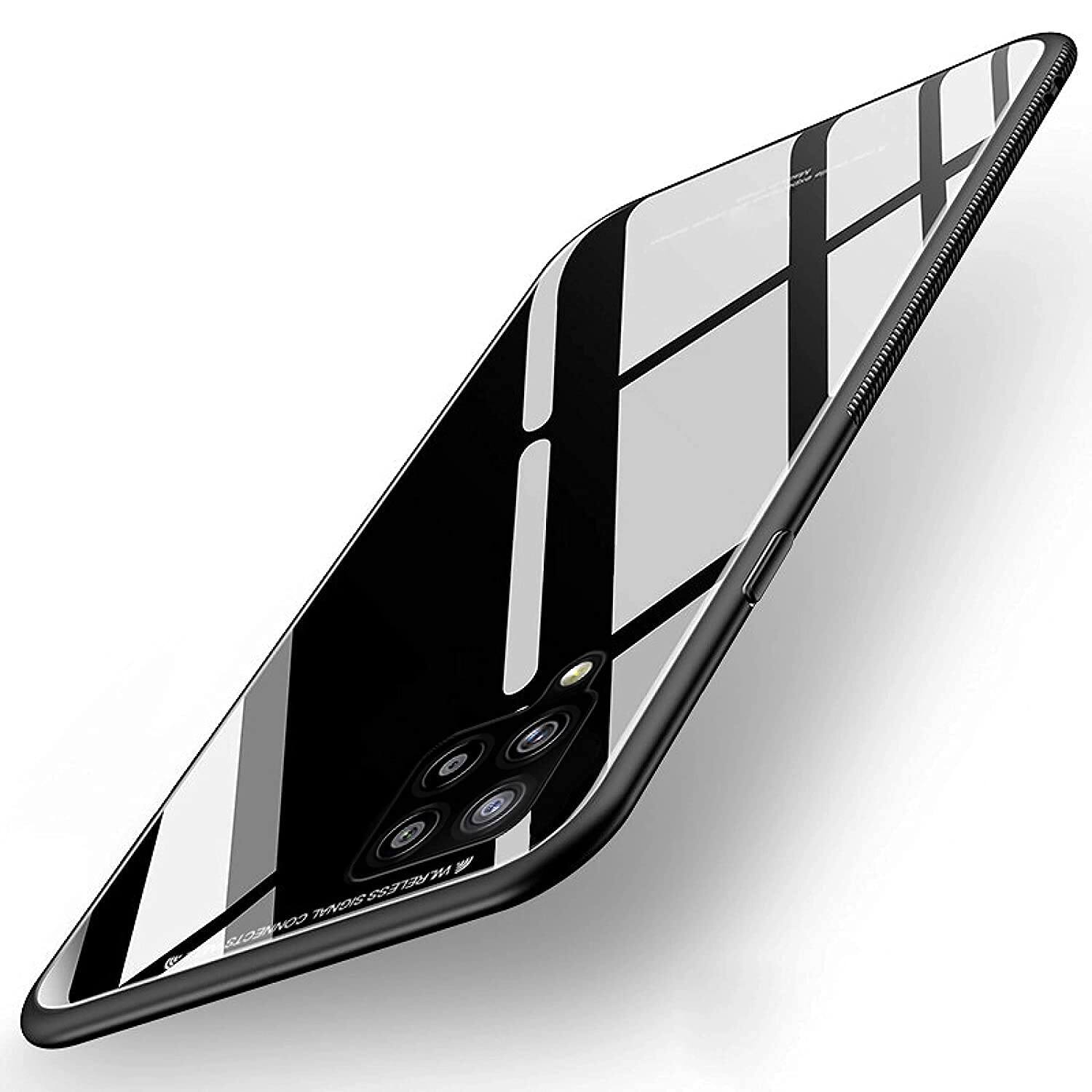 Picture of Glass Back Case for Samsung Galaxy M62 Designed Glass with Shockproof Back Cover (Black