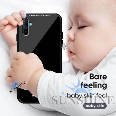 Picture of Glass Back Case for Realme c2 Designed Glass with Shockproof Back Cover (Black