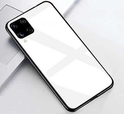 Picture of Tempered Glass Back Cover with Soft Edge TPU Full Protective Case Cover for Samsung Galaxy f62- (white Glass)