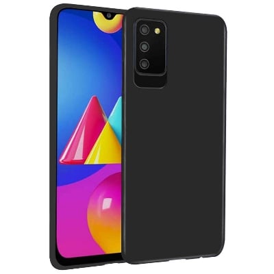 Picture of Glass Back Case for samsung m02s Designed Glass with Shockproof Back Cover (Black